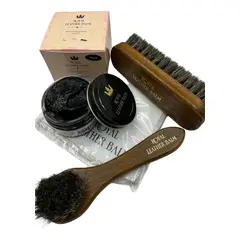GENERICO - Kit Cuidado Calzado Cuero: Crema Negra + 2 Escobillas Aplicadoras + Paño Brillo
