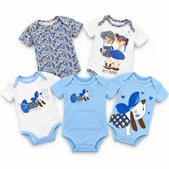 TEDMIMAK - Set 5 Bodys Manga Corta 12/18 Meses Salchichita
