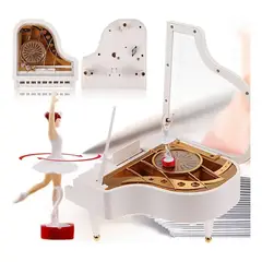IRM - Caja de Musica Piano de Cola con Bailarina Ballet Adorno Elegante Decoracion Repisa y Regalo