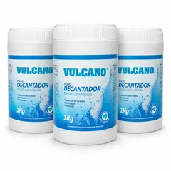 VULCANO - Pack 3 Decantador 1 Kg Para Piscina Tratamiento Agua Blanco