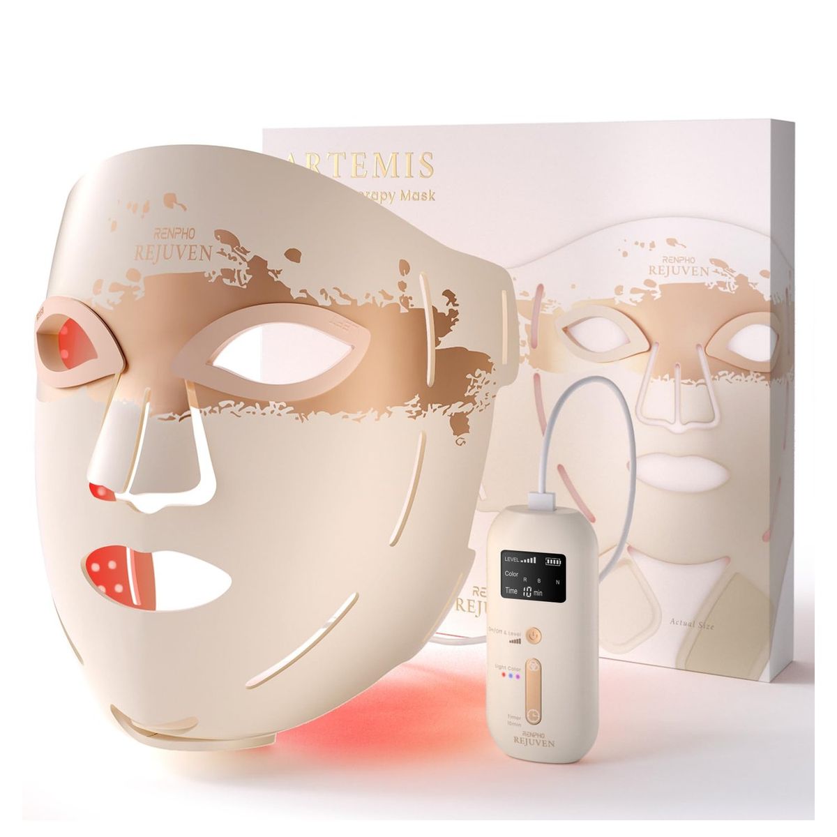 RENPHO - Mascara de Terapia de Luz Roja RENPHO 2026 con 324 LEDs para Rostro