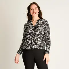 LORENZO DI PONTTI - Blusa Negra Estampado Animal Print