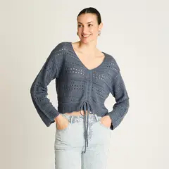 ACUARELA - Sweater Azul Tejido Calado