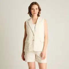 LORENZO DI PONTTI - Blazer Crudo Sin Mangas con Broderie