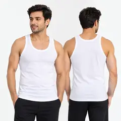 AAYO MODA - Camiseta Polera Sin Mangas Hombre Blanca Algodon