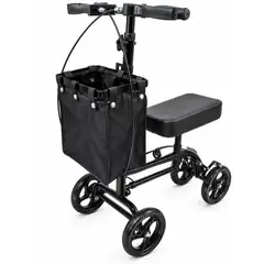 ONEDER - Andador De Rodilla Scooter Ortopédico Plegable Con Freno De Mano Y Bolso Negro 9007AB