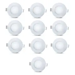 GEN US - Pack 10 Focos Panel Led 3w Plafón Embutido 8.5cm Luz Fría