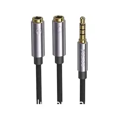 YESIDO - Splitter Audio 3.5 mm 1 Macho A 2 Hembra 30 cm YAU28 Gris