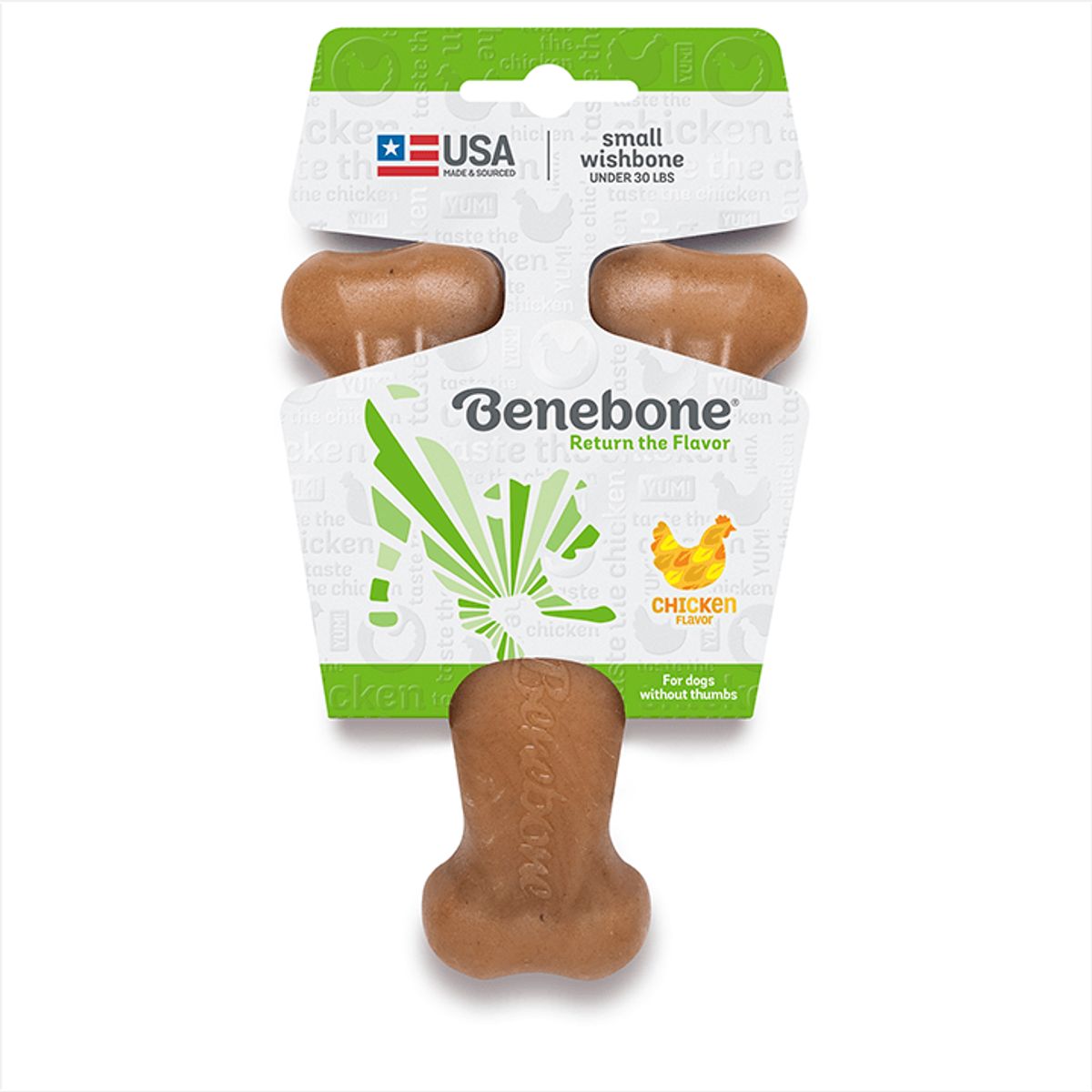 BENEBONE - Hueso Masticable Perros Benebone Wishbone Pollo Talla Small - Con2colas