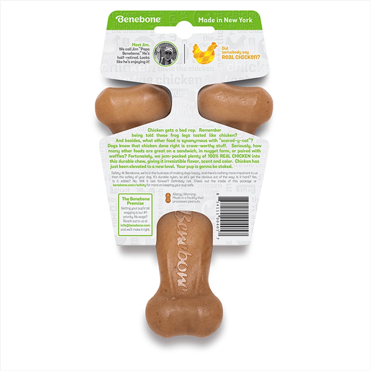 BENEBONE - Hueso Masticable Perros Benebone Wishbone Pollo Talla Small - Con2colas