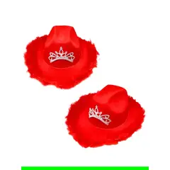 GENERICO - Sombrero Vaquero Corona Rojo 1 Unidad
