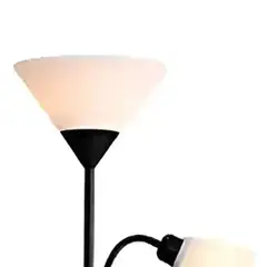 WANT - Lámpara De Pie Doble Pantalla Minimalista Estructura Negro Pantalla Blanco