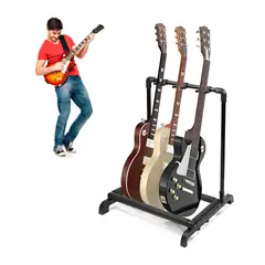 ZELVION - Atril Soporte Triple Para Guitarra Y Bajo Portatil