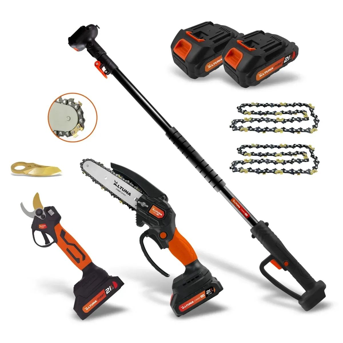 ALTUNA - Tijera De Podar Af28 Con Motosierra Af150 Y Pertiga Altuna Naranja