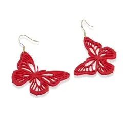 COGGIOLA - Aros Mariposa Roja PLA Gancho Enchapado Oro 18K