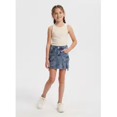 KIBOU - Falda Short Niña Cargo Estilo Urbano Calidad Premium