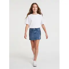 KIBOU - Falda Jeans Niña Con Cierres Mezclilla Urbana Trendy