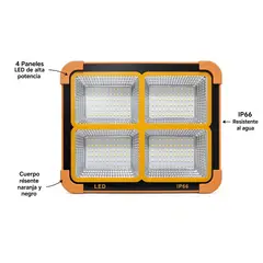 GENERICO - Foco Reflector Solar LED 2000W Portátil IP66 USB Power Bank Naranja