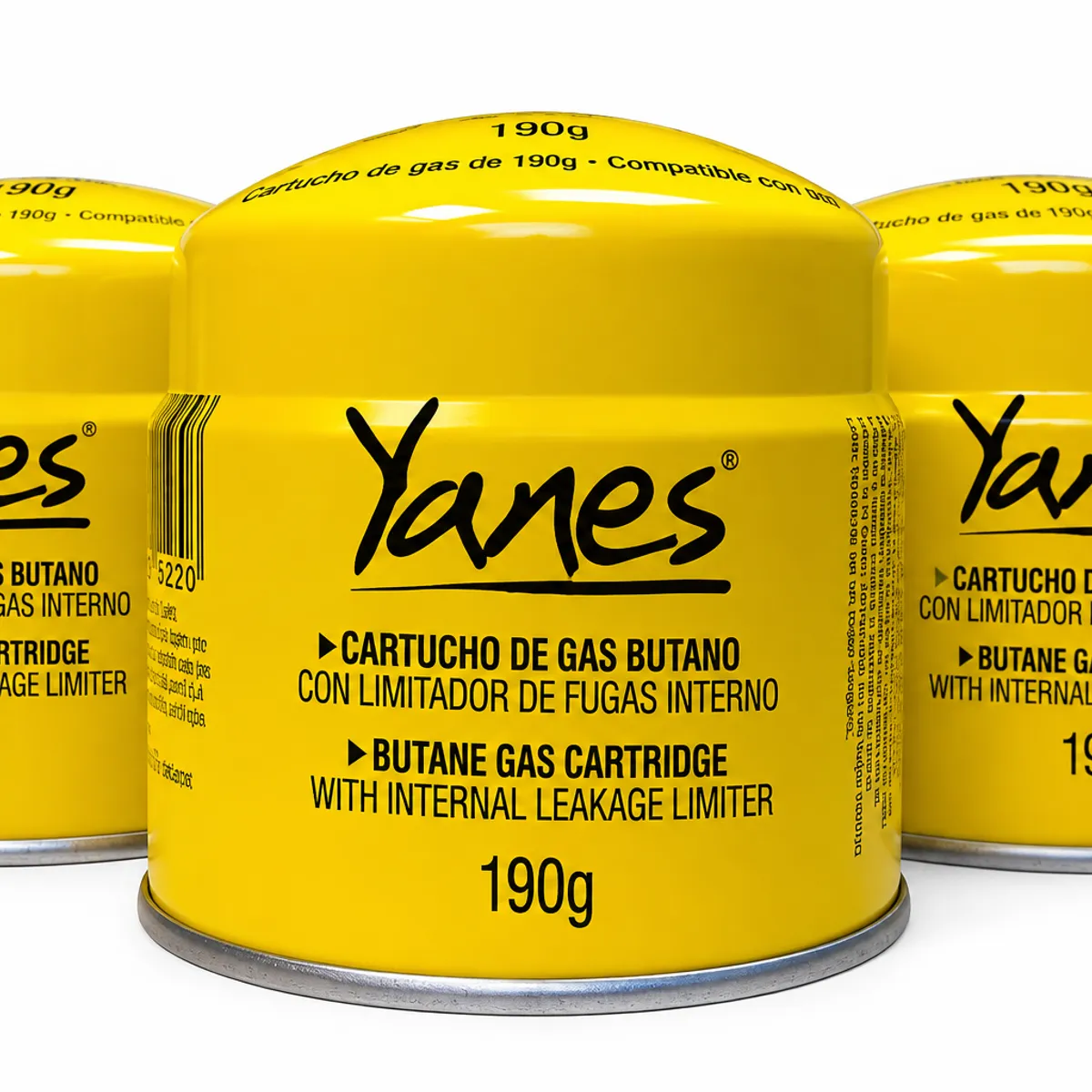 YANES - Pack x3 Gas Butano Cartucho 190g Con Válvula De Seguridad