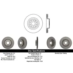 MOTAQUIP - Disco de Freno LVBD1103 Delantero (Par) compatible con Volkswagen California / CC