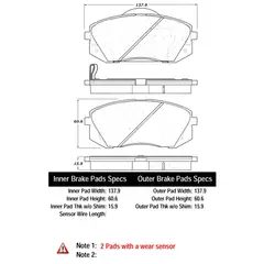 MOTAQUIP - Pastillas de Freno LVXL1452 Delanteras para Kia Carens, Hyundai Sonata, Kia Soul, Kia Sportage, Hyundai Tucson