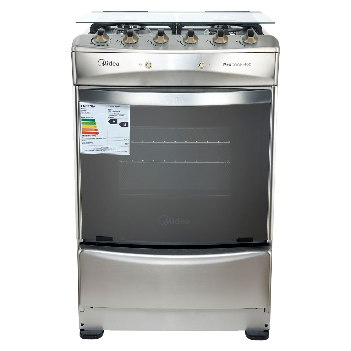 MIDEA - Cocina Gas 4 Quemadores MCG-4QI24NS Midea