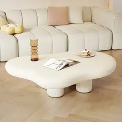 SANTU HOME & DECO - Mesa de Centro Irregular Blanca