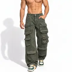 D'JOE - Pantalón Jeans Multicargo Wideleg Oversize Hombre