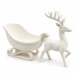 PRINTS PATRO - Cuenco Navideño Reno Trineo Decorativo Para Mesa (Blanco)