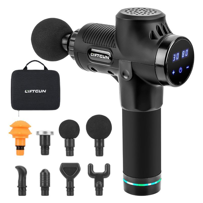 LIFTGUN - Pistola Masajes Pantalla 30 niveles + 8 Cabezales