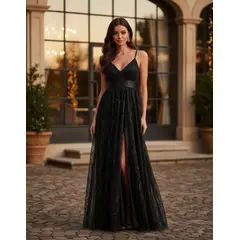 STRIKE - Vestido De Fiesta Adhara Con Brillos Escarchados