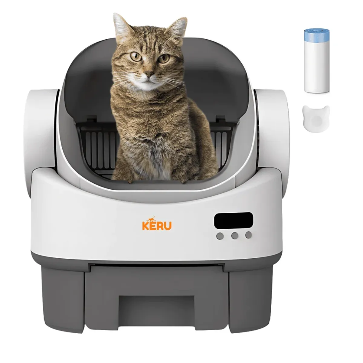 KERU - Arenero Inteligente Automático KERU ABIERTO EC para Gatos con App WiFi XXL