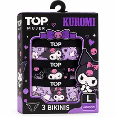 TOP - Pack 3 Bikinis Mujer Kuromi Algodón Talla L – Mujer