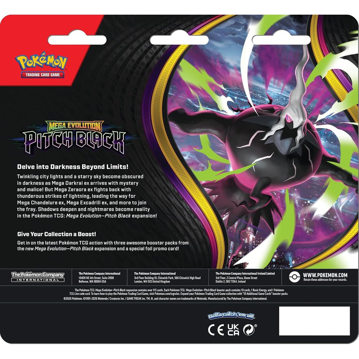 POKEMON - Pokémon TCG Mega Evolution Pitch Black 3 Booster Packs