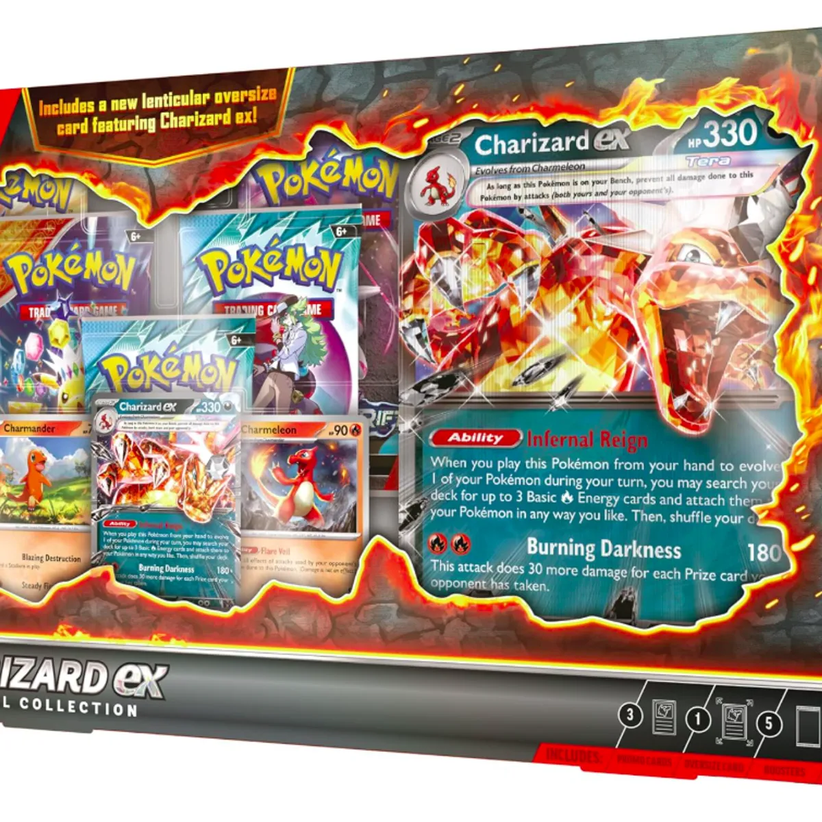 POKEMON - Pokemon TCG: Colección especial Charizard ex - 5 paquetes, promociones
