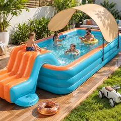 BABYLUNA - Centro de Juegos Acuático Infantil, Piscina Inflable con Tobogán y Techo