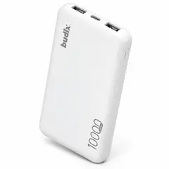 BUDIX - Power Bank 10000 mAh BU-POBANK10 Batería Portátil Doble USB Blanco