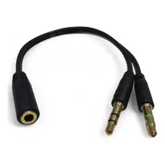 YOOKIE - Splitter Adaptador de Audio 3.5 mm 1 Hembra a 2 Machos Negro