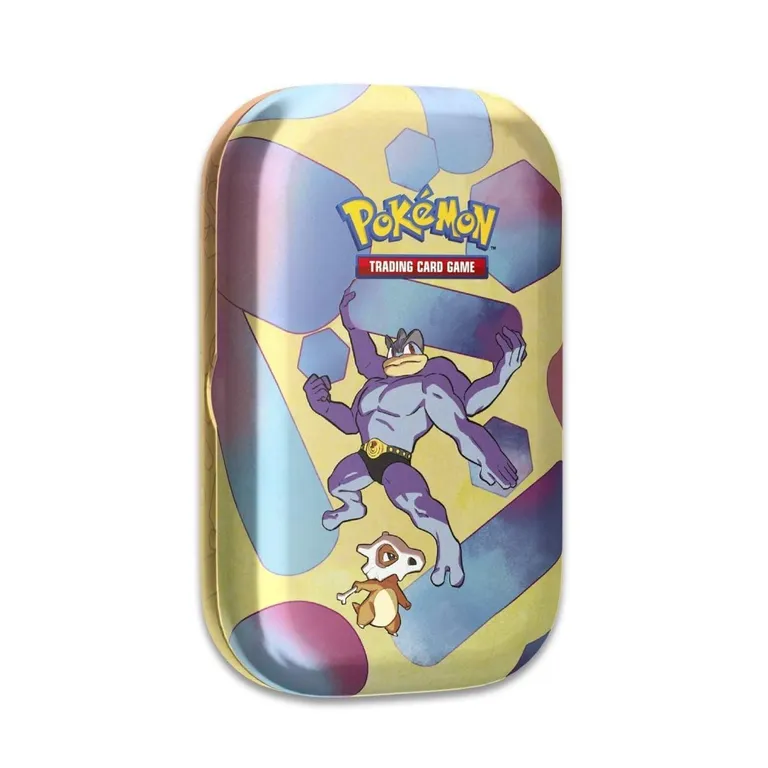 Mini Lata Pokémon TCG Machamp y Cubone 2 Paquetes Booster