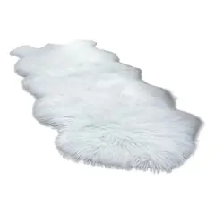 GENERICO - Alfombra Peluda Bajada De Cama 180 X 60 Cm Color Blanco Diseño De La Tela Liso Largo 180 Cm