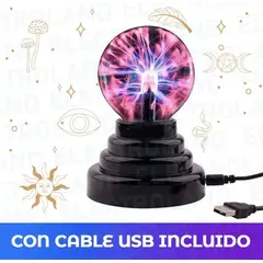 GENERAL - Lampara Mágica Bola Plasma Con Rayos Luz Electrica Usb-pila Estructura Negro