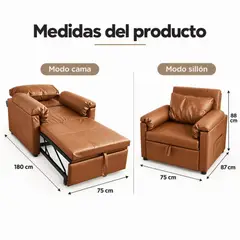 HOMER DESIGN - Sillón Cama Individual Extensible Reclinable 3 En 1 Compacto