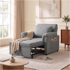 HOMER DESIGN - Sillón Cama Individual Extensible Reclinable 3 En 1 Compacto