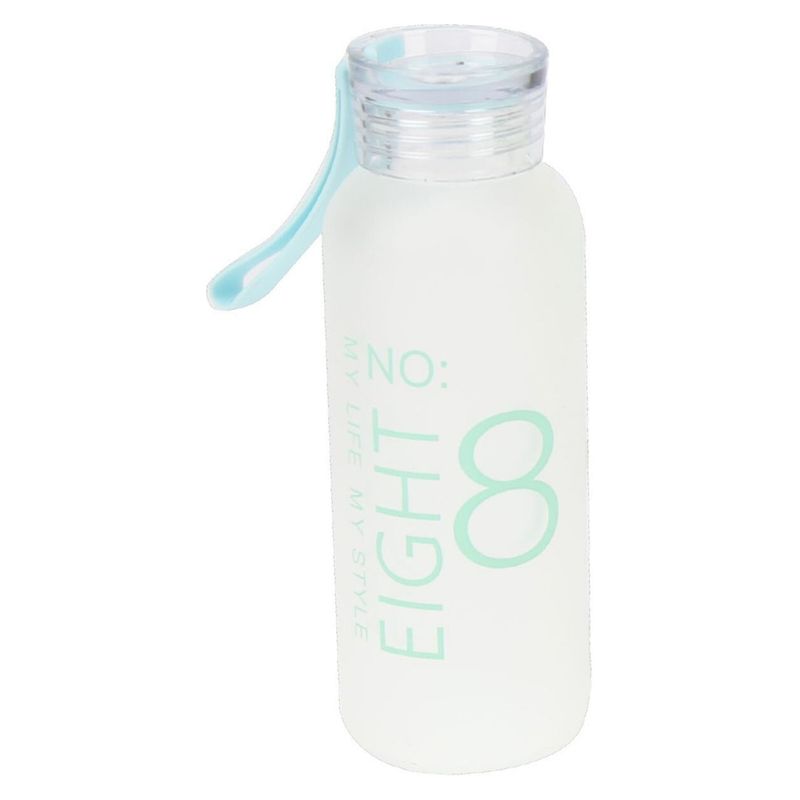 HOMEWELL - Botella De Agua Celeste Vidrio 18Cm 350Ml