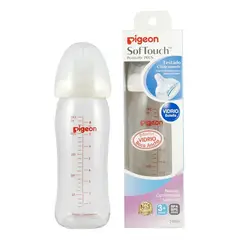 PIGEON - Mamadera De Vidrio Boca Ancha 240ml Transparente