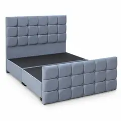 GENERICO - Base de cama tapizada Cuadros con respaldo y piecero Super king