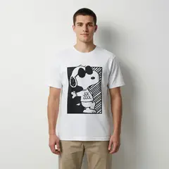 SNOOPY - Polera Manga Corta Hombre Joe Cool Blanco