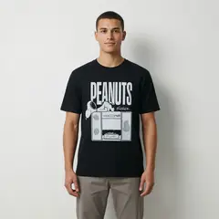 SNOOPY - Polera Manga Corta Hombre Music Negro