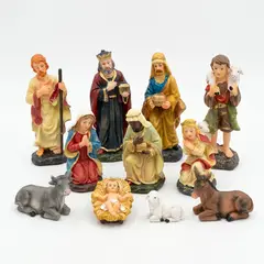 GENERICO - Pesebre Navideño 11 Figuras Resina Pintada 15cm Nacimiento