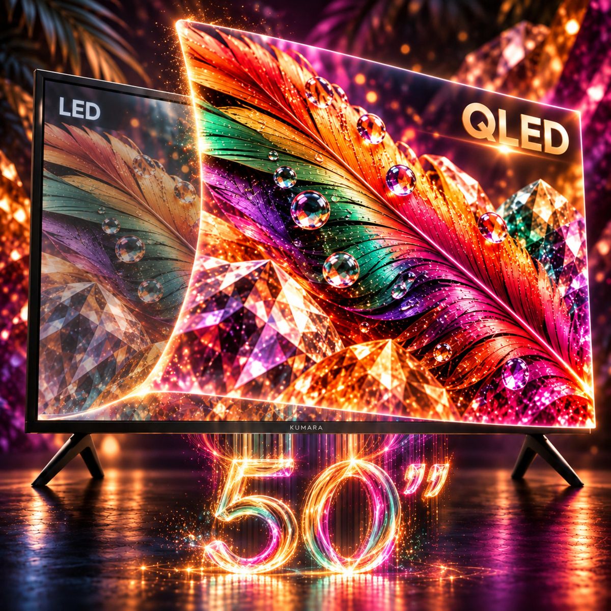 KUMARA - Televisor KUMARA 50" QLED 4K Smart TV VIDAA con Control por Voz